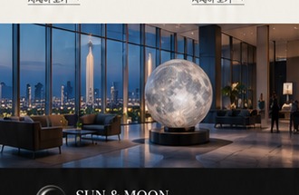 실내 설치된 달 형태의 SPHERE LED